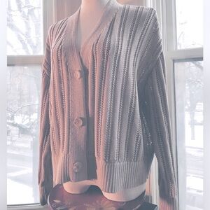 A new day Beige Button-Up cable Knit Cardigan XXL